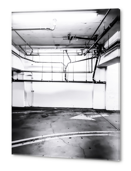 underground parking lot with tube in black and white Acrylic prints by Timmy333