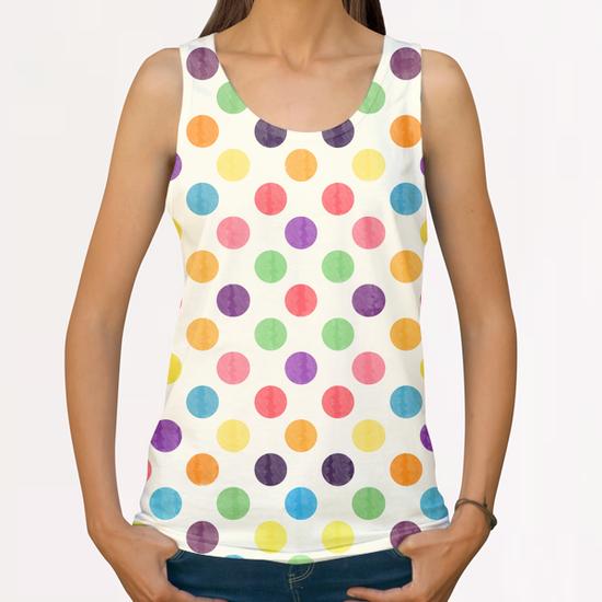 Watercolor Polka Dots  X 0.1 All Over Print Tanks by Amir Faysal