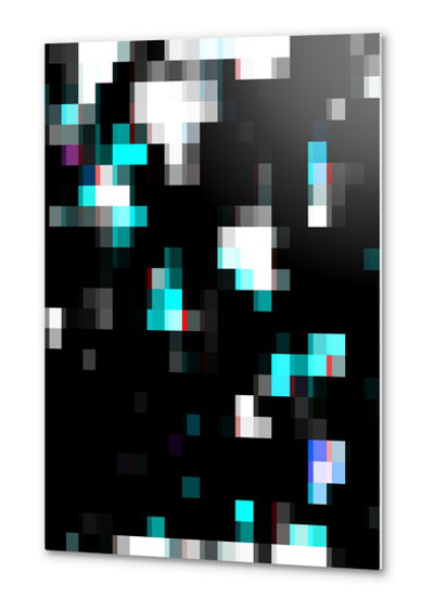 graphic design geometric pixel square pattern abstract background in blue black Metal prints by Timmy333