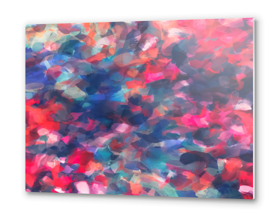 splash painting texture abstract background in red pink blue Metal prints by Timmy333