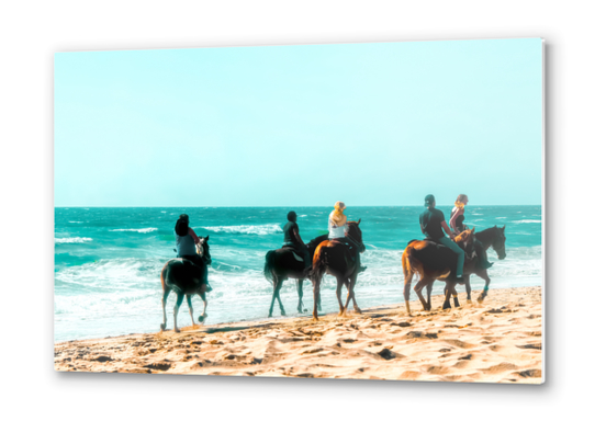 blue ocean with sandy beach at Oxnard Beach, California, USA Metal prints by Timmy333