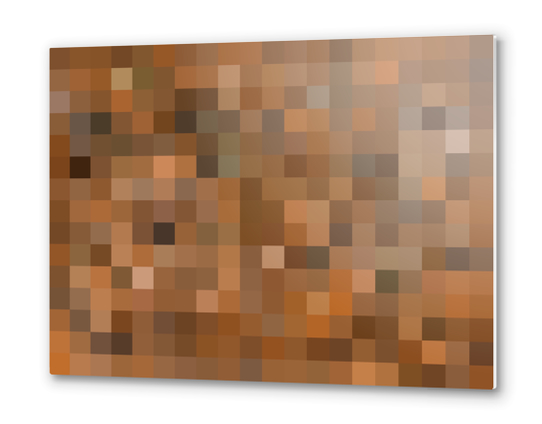 brown geometric square pixel pattern abstract background Metal prints by Timmy333