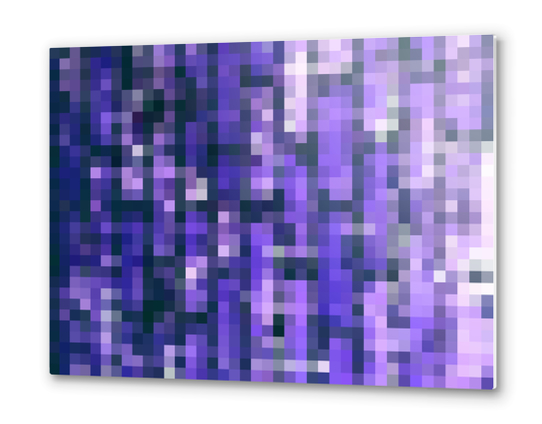 blue and purple geometric square pixel pattern abstract background Metal prints by Timmy333