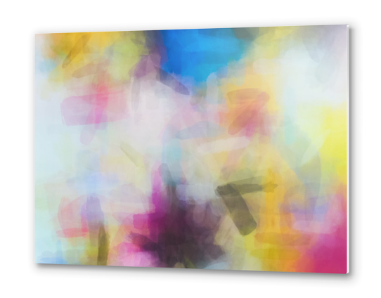 splash painting texture abstract background in yellow pink blue Metal prints by Timmy333