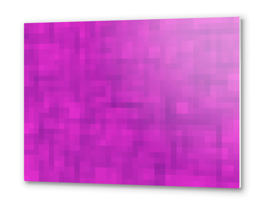 geometric square pixel pattern abstract in pink and purple Metal prints by Timmy333