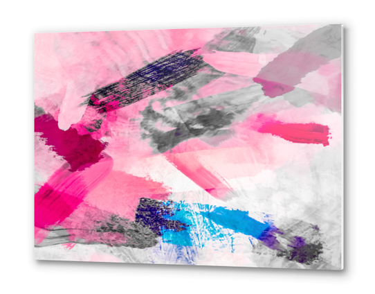 splash painting texture abstract background in pink blue Metal prints by Timmy333