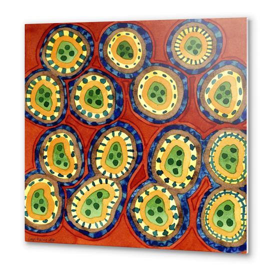 Folcloristic Ringed Circles Pattern  Metal prints by Heidi Capitaine