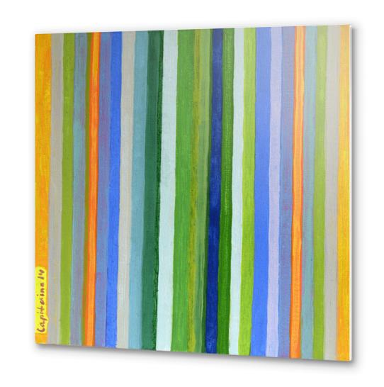 Vibrant Stripes in Orange Green and Blue  Metal prints by Heidi Capitaine