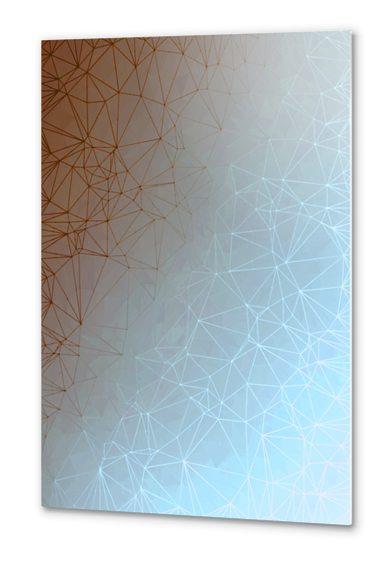 fractal graphic design geometric line pattern abstract background in blue brown Metal prints by Timmy333