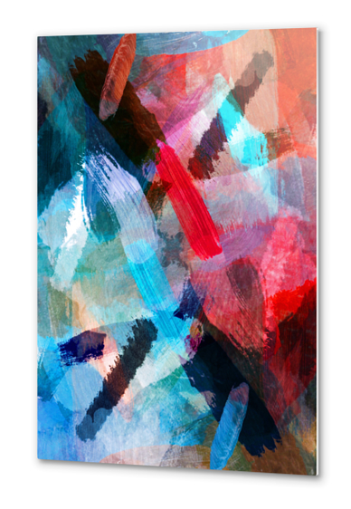 abstract splatter brush stroke painting texture background in blue red Metal prints by Timmy333