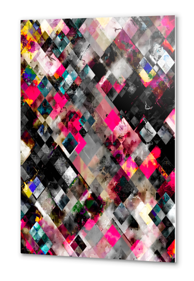 geometric pixel square pattern abstract background in pink blue Metal prints by Timmy333