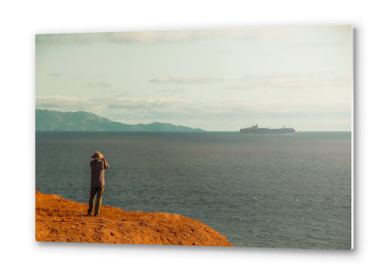 Ocean view with mountains background at Rancho Palos Verdes California USA Metal prints by Timmy333