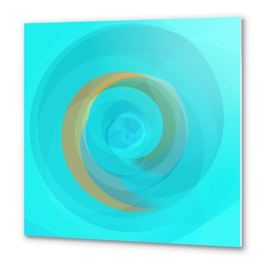 spiral line geometric art abstract background in blue yellow Metal prints by Timmy333