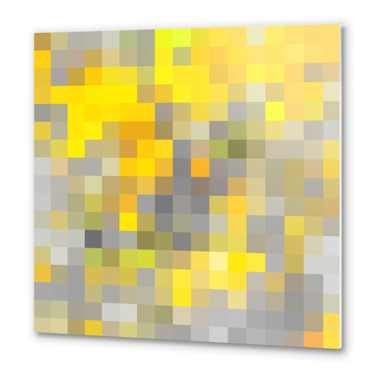 geometric pixel square pattern abstract background in yellow black Metal prints by Timmy333