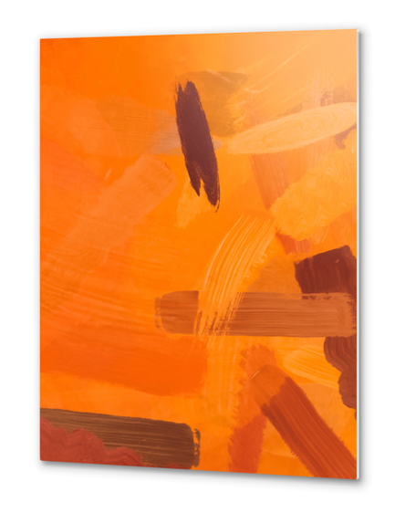 brush painting texture abstract background in orange brown Metal prints by Timmy333