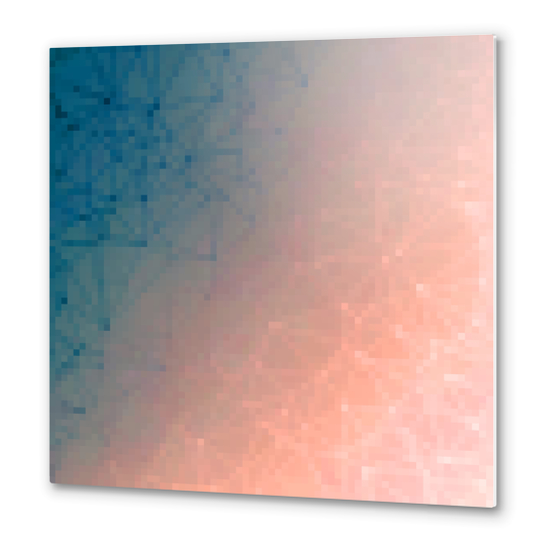 geometric pixel square pattern abstract background in pink blue Metal prints by Timmy333