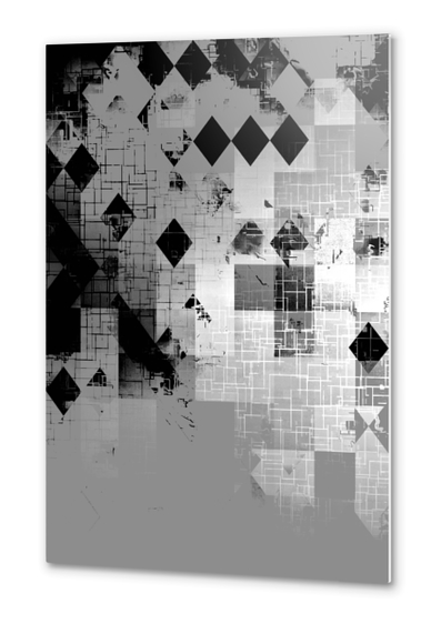 graphic design pixel geometric square pattern abstract background in black and white Metal prints by Timmy333