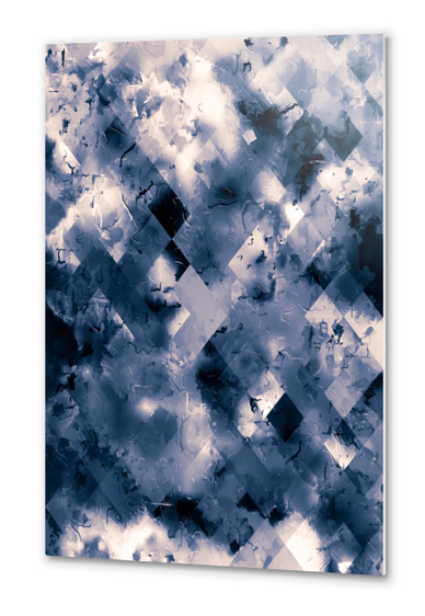 blue geometric pixel square pattern abstract art background Metal prints by Timmy333