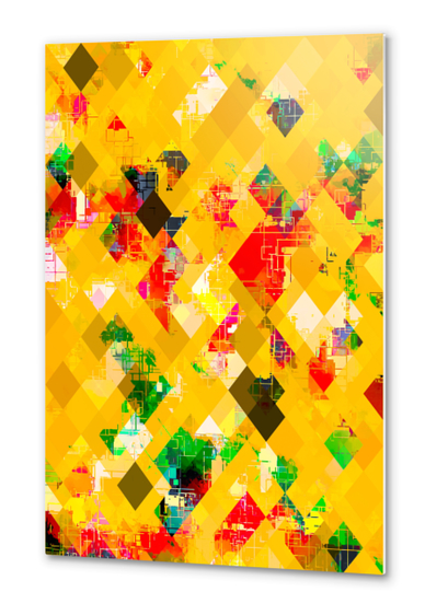 yellow geometric pixel square pattern abstract art background Metal prints by Timmy333