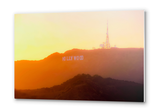 sunset light at Hollywood Sign Los Angeles California USA Metal prints by Timmy333