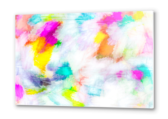 colorful painting texture abstract background in pink yellow blue orange Metal prints by Timmy333