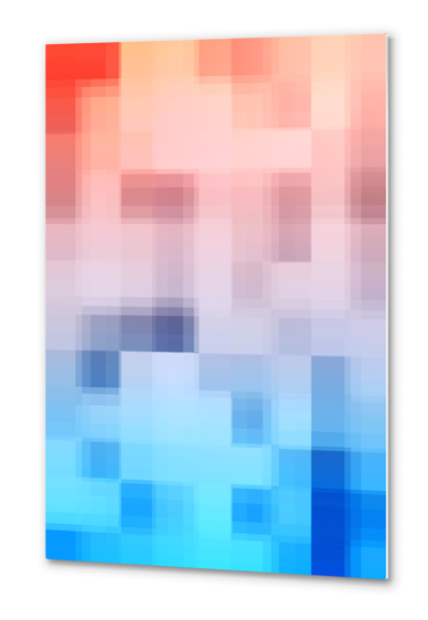 graphic design pixel geometric square pattern abstract background in orange blue Metal prints by Timmy333