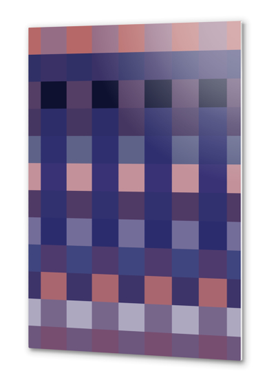 symmetry art graphic design pixel geometric square pattern abstract background in blue brown Metal prints by Timmy333