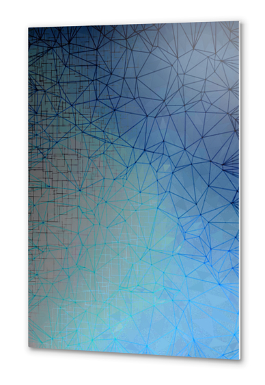 fractal graphic design geometric line pattern abstract background in blue Metal prints by Timmy333