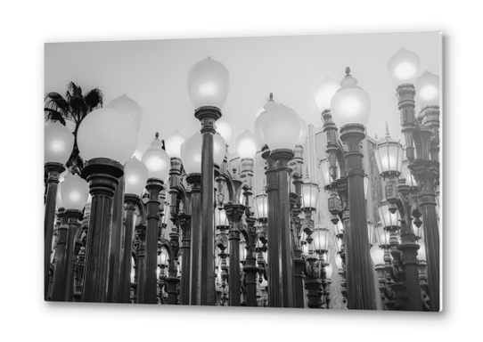 Urban Light at LACMA Los Angeles California USA in black and white Metal prints by Timmy333