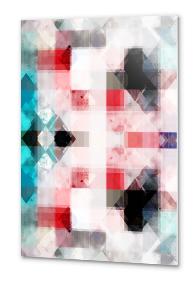 graphic design geometric pixel square pattern abstract background in red blue Metal prints by Timmy333