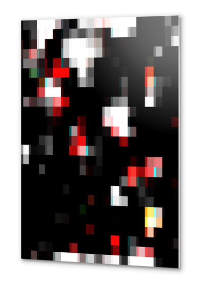 graphic design pixel geometric square pattern abstract background in red black Metal prints by Timmy333