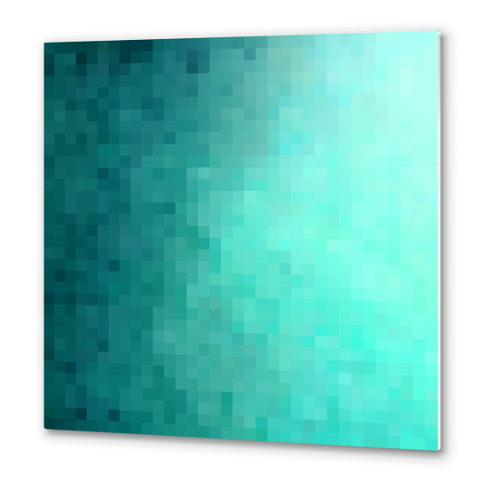 graphic design geometric pixel square pattern abstract background in blue green Metal prints by Timmy333