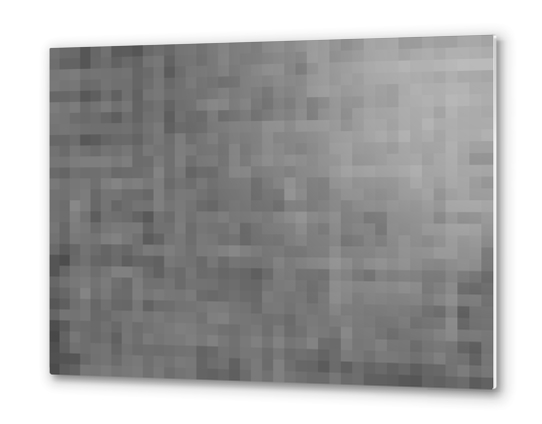 black geometric square pixel pattern abstract background in black and white Metal prints by Timmy333