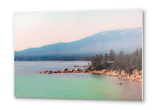 Lake view with mountain background at Lake Tahoe Nevada USA Metal prints by Timmy333