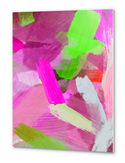 brush painting texture abstract background in pink green Metal prints by Timmy333