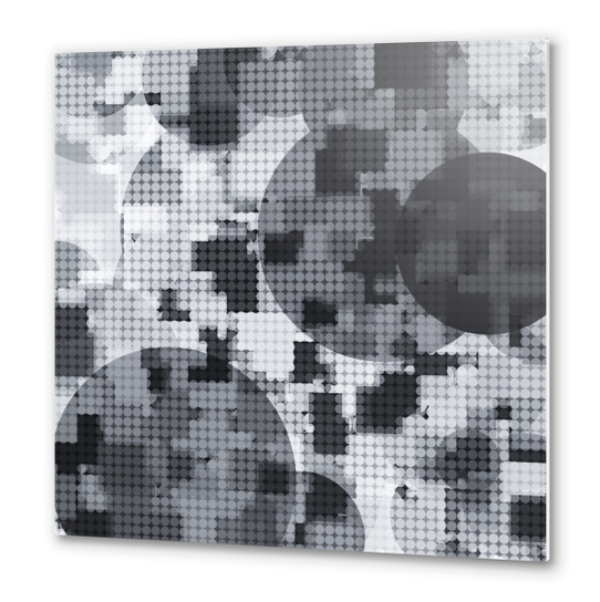 geometric circle pattern abstract in black and white Metal prints by Timmy333