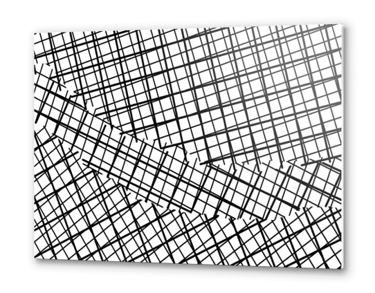 geometric square line pattern abstract background in black and white Metal prints by Timmy333