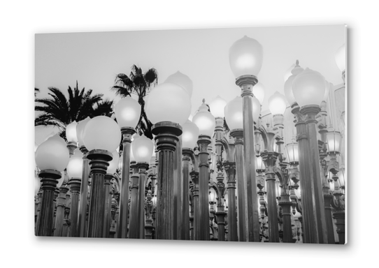 Urban Light at LACMA Los Angeles California USA in black and white Metal prints by Timmy333