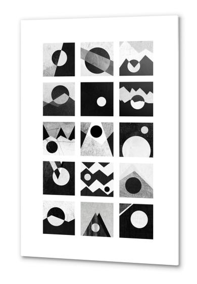 Black & white / Circles & squares Metal prints by Elisabeth Fredriksson