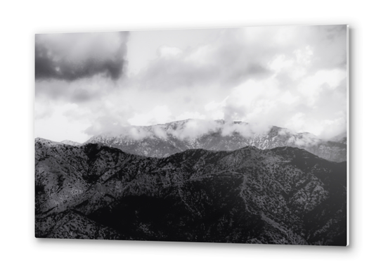 mountain with cloudy sky in Los Angeles California USA in black and white Metal prints by Timmy333