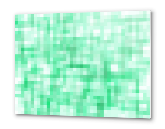 green geometric square pixel pattern abstract background Metal prints by Timmy333