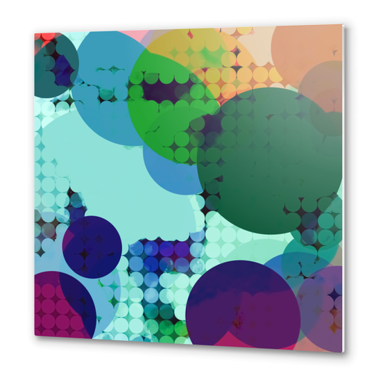 green and blue geometric circle shape abstract background Metal prints by Timmy333