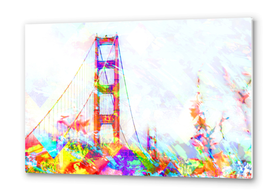 Golden Gate Bridge, San Francisco, USA with painting abstract Metal prints by Timmy333