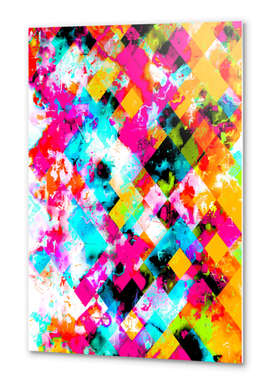 colorful geometric pixel square pattern abstract background in pink blue orange Metal prints by Timmy333