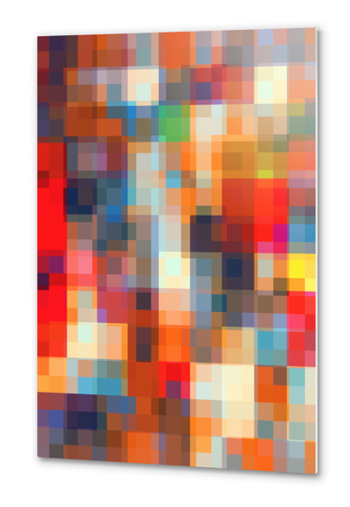 graphic design geometric pixel square pattern abstract background in orange red pink yellow blue Metal prints by Timmy333