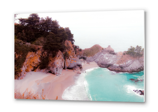 waterfall and beach at Mcway Falls, Big Sur, Highway 1, California, USA Metal prints by Timmy333