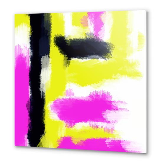 pink yellow and black painting abstract  Metal prints by Timmy333