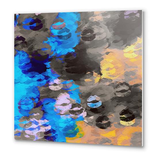 black blue and orange kisses lipstick abstract background Metal prints by Timmy333