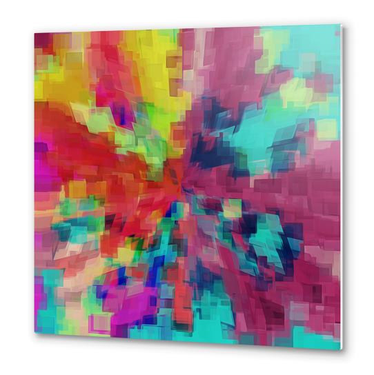 pink red orange yellow blue and green square pattern abstract background Metal prints by Timmy333