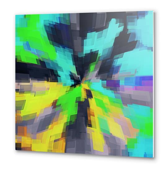 blue green yellow and black square pattern abstract background Metal prints by Timmy333